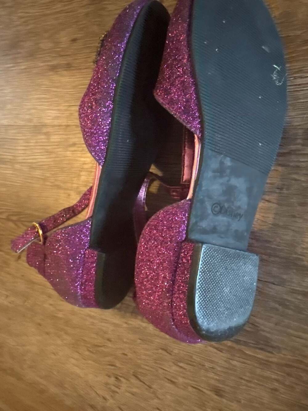Disney Frozen Anna Purple Glitter T-Strap Dress Shoes Girls Size 13 - Picture 3 of 4